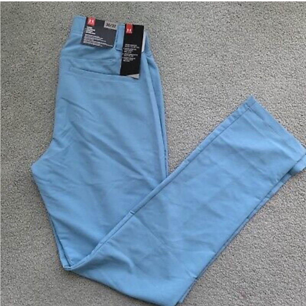 Under Armour Mens Sz 30x32 Golf Pants UA Match Play Light Blue Tapered Leg NWT